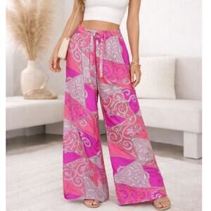 Alice & Trixie by Angela George 100% Silk Wide Leg Pants Women's Size S USA Boho